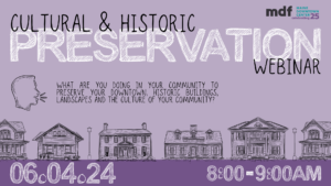 promo for webinar with historic building graphics 